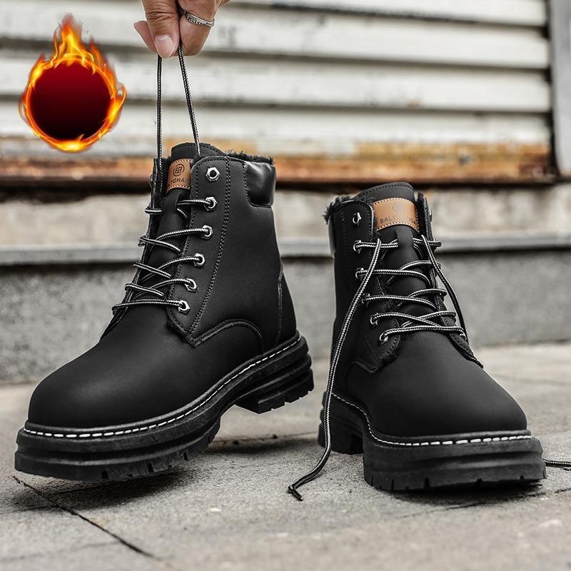 Zimní pánské boty Polstrované a zateplené Pánské boty Britská hřejivost Boty rebarbora Pracovní Vysoké bavlněné boty Pohodlné Minimalistické Všestranné boty