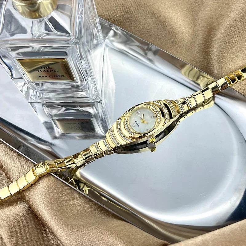 Eleganta Damklockor Mode Strass Dam Quartzklocka Armband Armbandsur Reloj Mujer