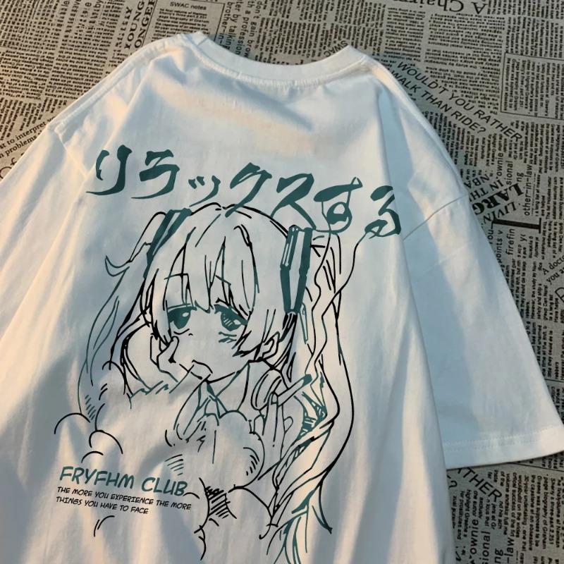 

Fashion Cartoon Women TShirts Cute Girl Figure Printed Streetwear Soft Breathable Summer Street Female Casual Clothing S