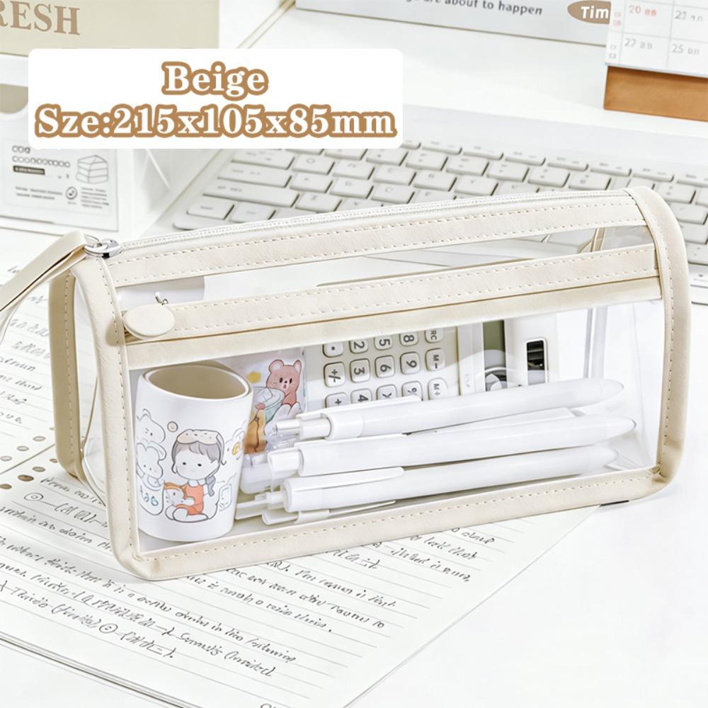 Transparent Pen Bag Stable Triangle Base Stationery Pouch Multi-functional Pencil Case  Students
