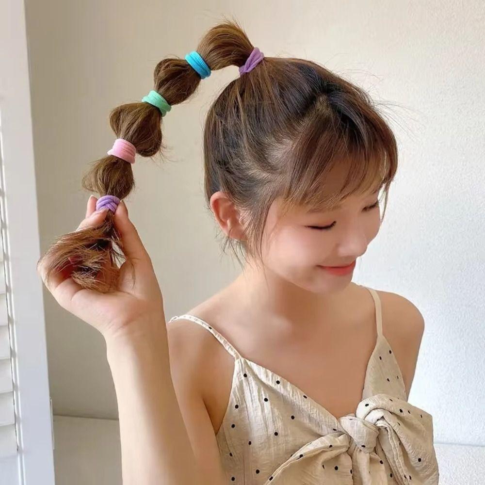 100Pcs/Set Hair Ring Elastic Rubber Bands Korean Style Hair Rope Set Women Ponytail Holders  Ladies
