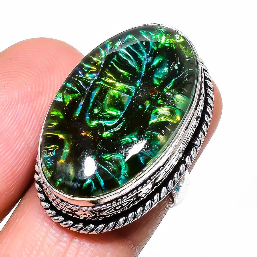 

Natural Green Triplet Opal Gemstone 925 Sterling Silver Jewelry Ring Size 7 t2o15
