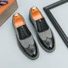 Fashion Brand New Men Comfortable Pointed Carving Leather Shoes Spring Fashion Versatile Business Lace Block Color Blocked Leather Shoes