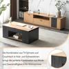 Couchtisch Kaffeetisch Offenes Fach, Versteckte Aufbewahrung, Hebbarer Tischplatte, Holz Sofatisch Beistelltisch Wohnung, Büro, Grau & Hellbraun