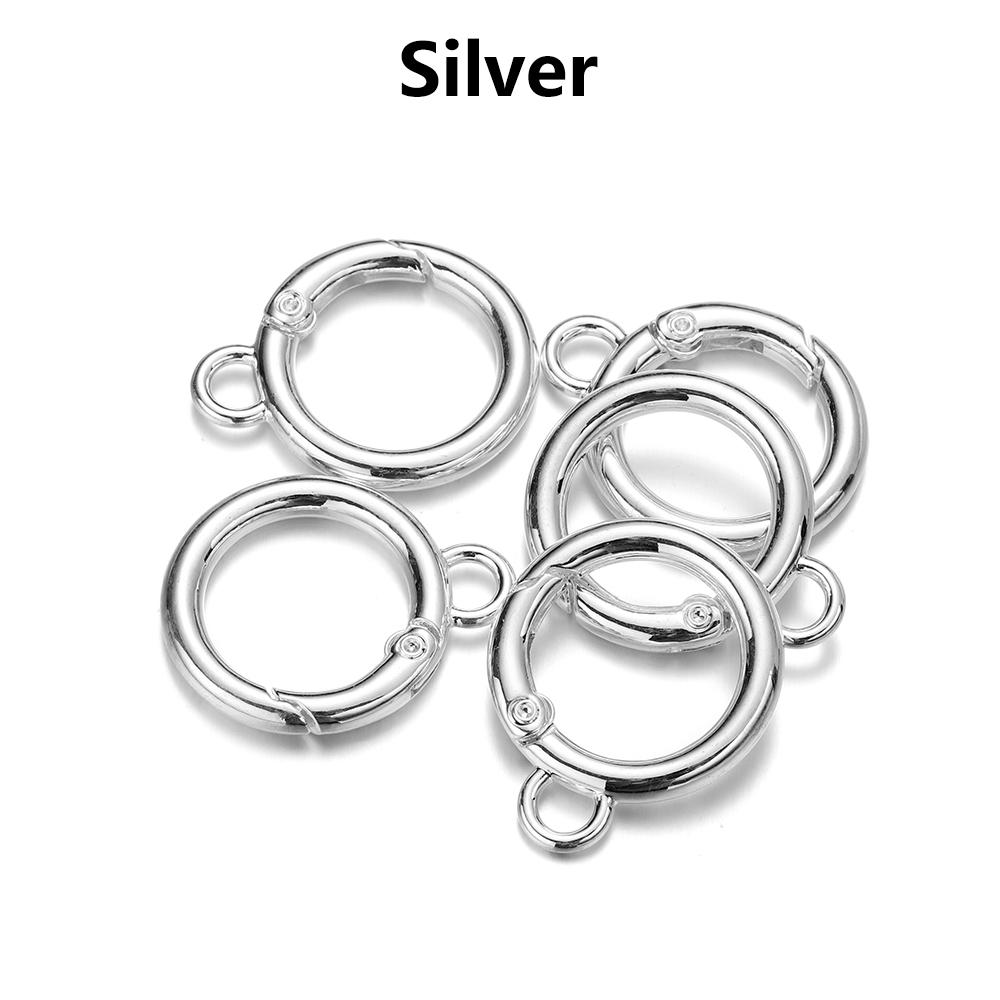 

5Pcs Alloy O Ring Spring Clasps With Hole Openable Round Carabiner Keychain Bag Clips Hook Connector For DIY Jewelry Key Rings 18mm срібний