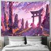 Japanese Sakura Torii Gate Mountain Landscape Wall Tapestry Machine Washable All Season Print Anime Style Oriental Design Home
