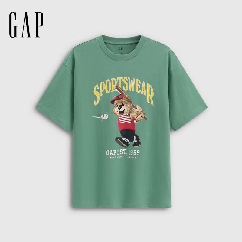 GAP Unisex Baseball Bear Print Loose Fit Short Sleeve T-Shirt