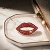 Decorative Jewelry Sexy Rhinestone Lip Brooch for Women, Red Shape Lapel Women Pins Pin, Clothing Accessory Suits Coats Scarves Shawls Bags