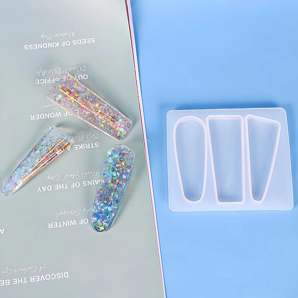 Barrettes Silicone Mold Geometric Hair Clips DIY Moules Silicone Epoxy Resin Mold for Handmade Hairpin Crafts Jewelry Making