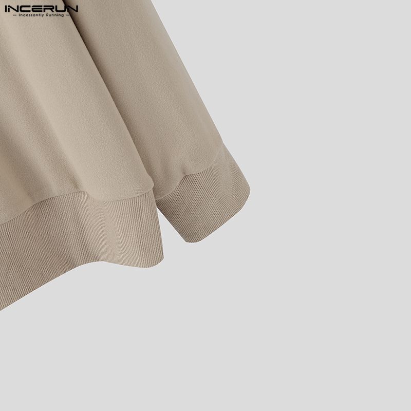 INCERUN Oversized Men High Neck Long Sleeve Buttons Casual Cardigans Tops