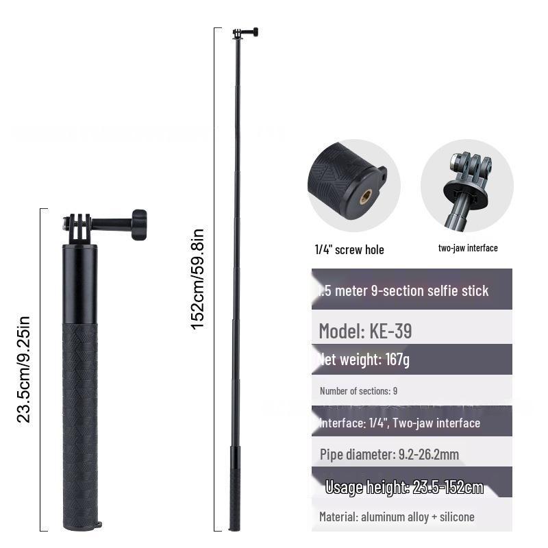 

High-Strength Invisible Selfie Stick for DJI Action Cameras: Compatible with Models 6/5 Pro/4, Handheld Photography Extension Pole