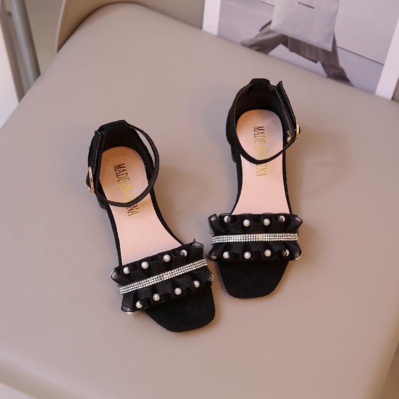 Cheap Girls Sandals Summer Shoes Cute Pearls Roman Shoes Black Beading  Open-toe Kids Fashion Girls Party Sandals Kids Shoes Chic | Joom