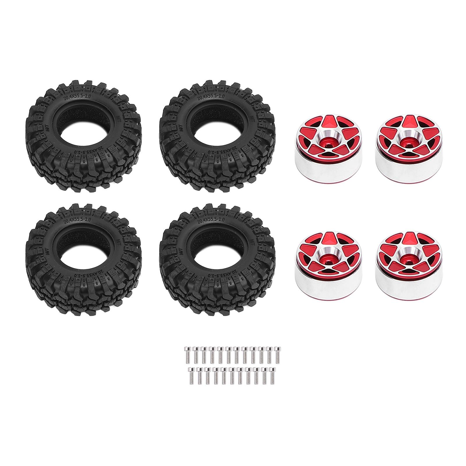 

Aluminum Alloy 1.0 Wheel Rims with 1.0 Tires Soft Rubber Crawler Wheel Tires 5 Star Hub for AXIAL чорний
