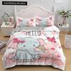 Pink Cartoon Animal King Queen Duvet Cover Kawaii Panda Pattern Bedding Set for Kids Girls Wildlife 2/3pcs Polyester Quilt Cover