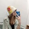 Hat Female Autumn and Winter Face Small Bucket Hat Black Wool Hat Thickened Knitted Bucket Hat