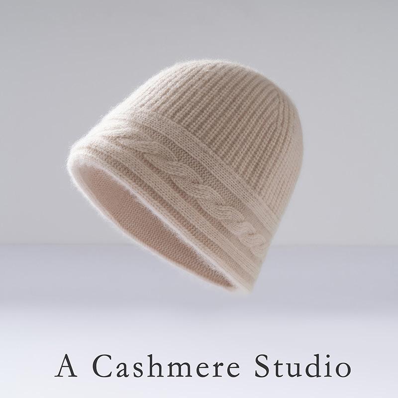 Direct Supply Autumn and Winter Cashmere Hat Simple Bucket Hat Thickened Twisted Dome Hat Pot Hat Warm Wool Hat