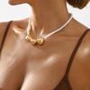 Baroque imitation pearl love pendant necklace, retro court style summer simple collarbone chain
