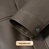 Futing Men's 90% Duck Down PU Leather Winter Jacket with Turn-down Collar