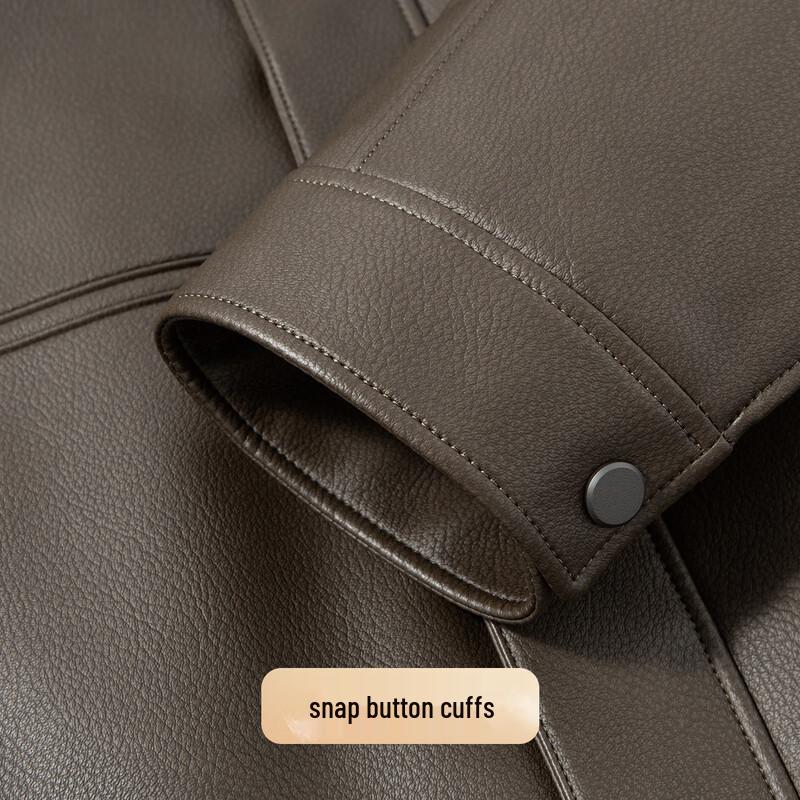 Futing Men's 90% Duck Down PU Leather Winter Jacket with Turn-down Collar