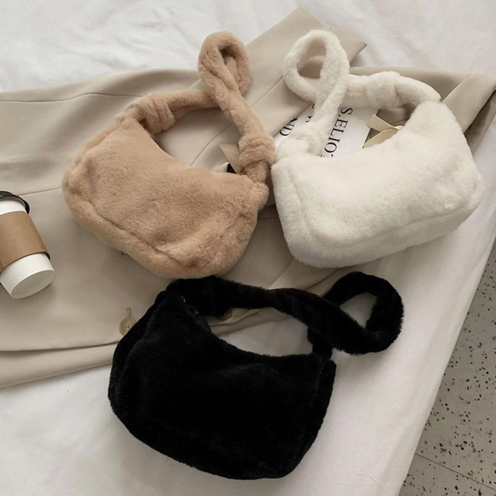 Pouch Handbag Plush Underarm Bag Solid Color Shoulder Bag Women Crossbody Bag Koran Style Handbag
