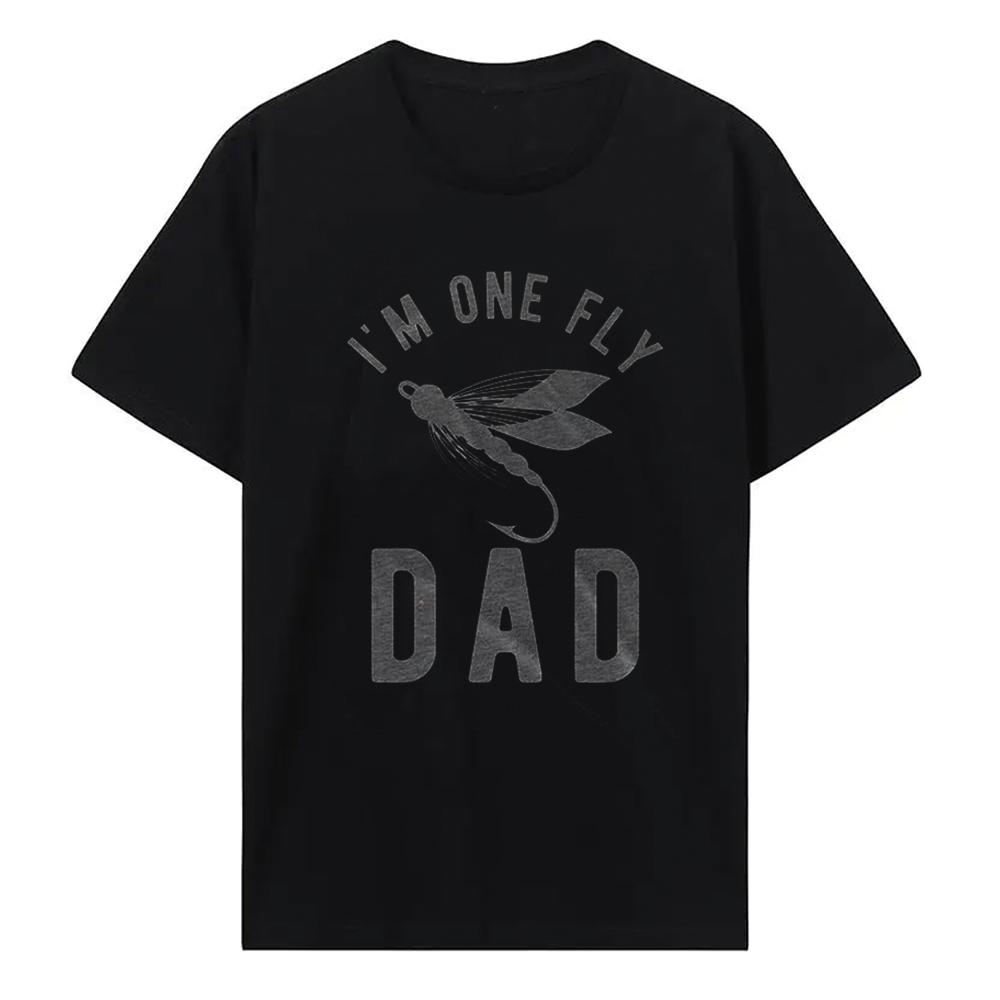 Crazy Dog Dad Fishing Shirts Funny Father's Day Reel Cool Dad Papa Grandpa T-Shirt 100% Cotton Short Sleeve Tops Tees