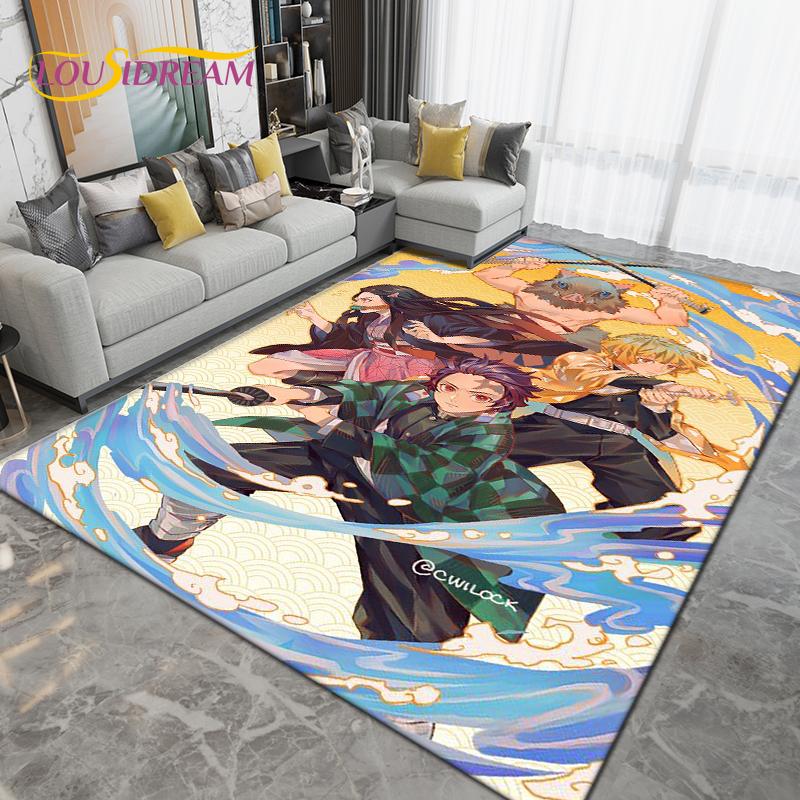 Cartoon Demon Slayer Area Rug Large,Carpet Rug for Living Room Children's Room Decoration,Kids Play Crawl Non-Slip Floor Mat
