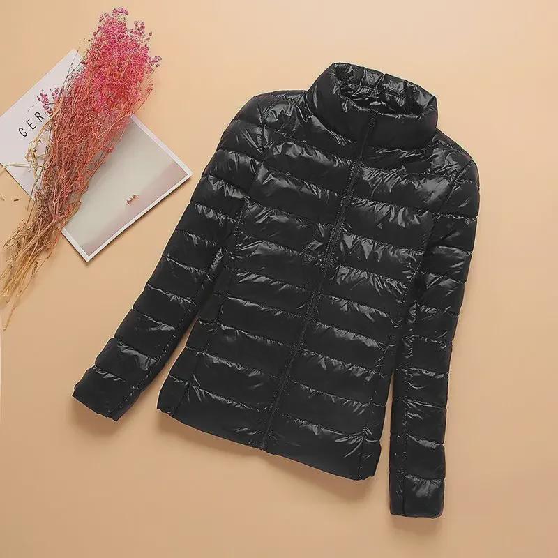 Clearance: Women's Large Hooded Thin Down Cotton Jacket - Short Style, Stand Collar