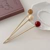Retro Metal Hair Sticks Glass Beads Pendant Hairpin for Women Elegant Chinese Style Ancient Style Classical Jewelry Accessories