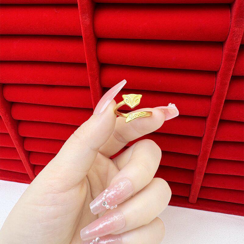 Exquisite Sand Gold Open Ring for Women: High-End Niche Design, Light Luxury Style, Long-Lasting Color, Imitation Gold.