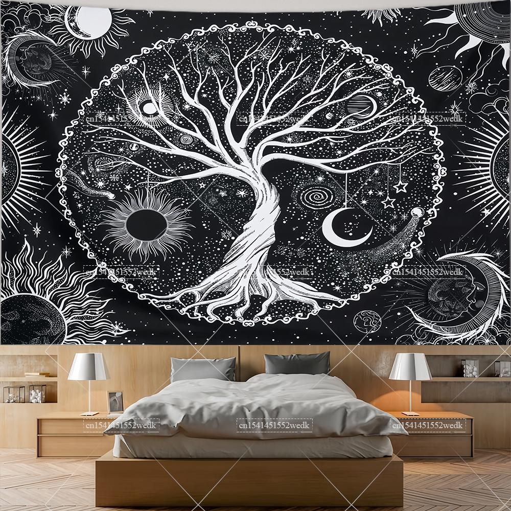 Tarot Altat Cloth Tree Of Life Tapestry Bohemian Divination Celtic Star Witchcraft Tapestrys Aesthetic Home Decor Moon Phases