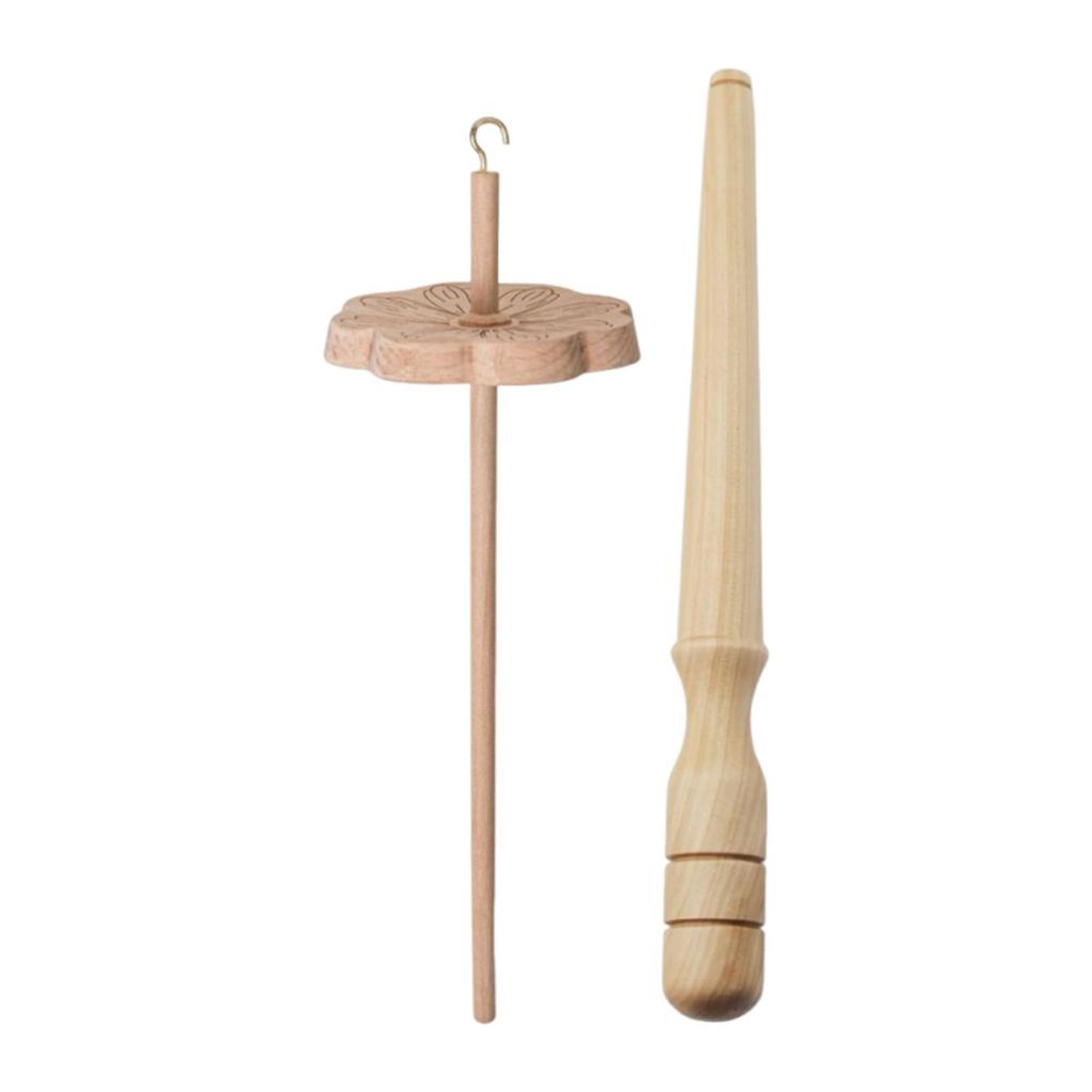 Flower Shape Drop Spindle Craft Tool Portable Sewing Projects with Winder Stick Yarn Spinner Wheel for Crochet Knitted Woven