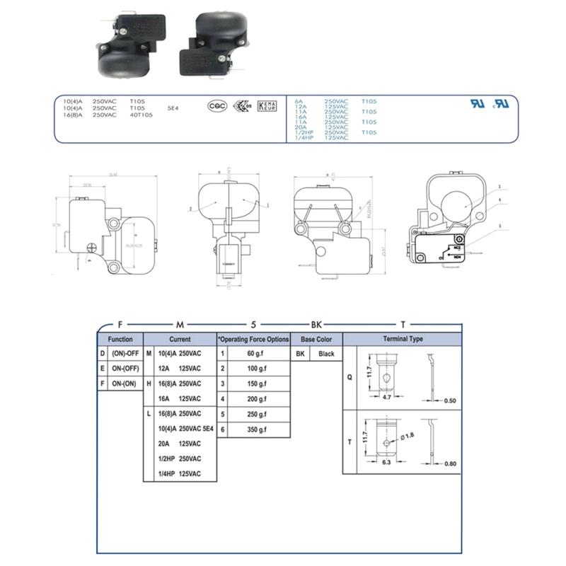 Durable Anti Tilt Switch HK-14 Dump Switch Replacement for Gas Patio Heater Fanner 250VAC 10A 250VAC 16A (High Power)