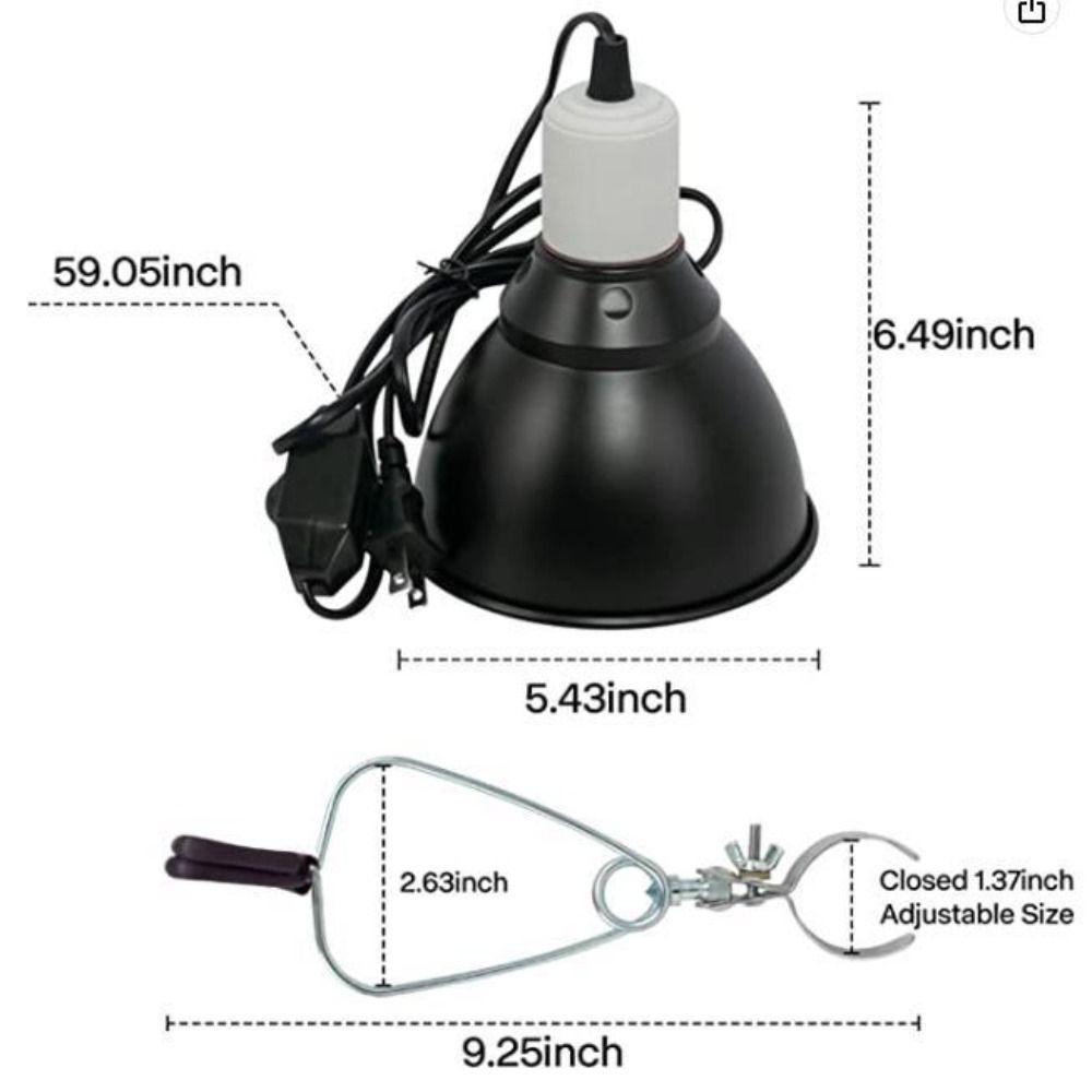 Black Pet Light Bulb Bracket 110-240V UVB Reptile Lamp Reptile Heating Lamp  Reptile Terrarium