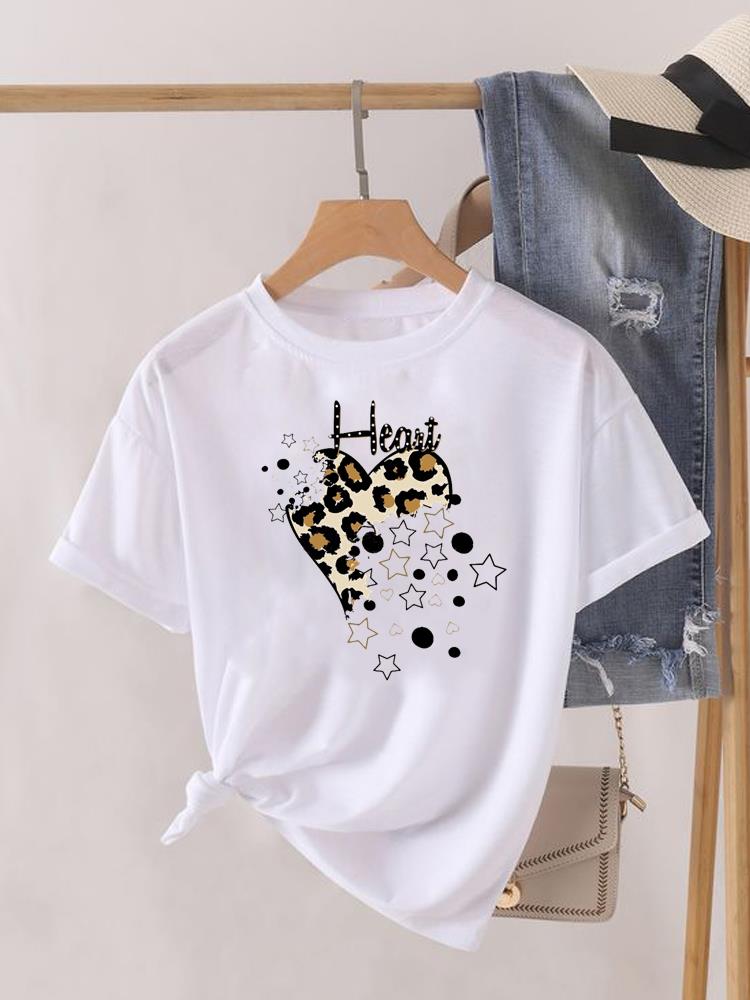 Love Heart Print Clothes Graphic Tshirt Fashion Print Summer Unisex Trend Sweet Short Sleeve Lady Female Shirt Tee
