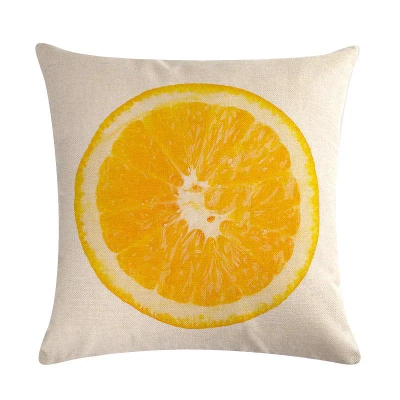 Pineapple Orange Fruit Plant Linen Pillowcase Car Seat Office Cushion Cover Living Room Sofa Decorative Pillowcase 45*45Cm