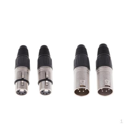 4x Metal /4P XLR Connector Plug Male+Female Audio Microphone