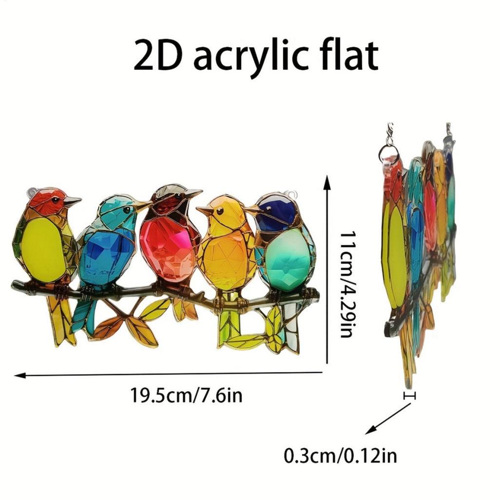 Bird Hanging Window Decor Sun Catcher Acrylic Colorful Animal Art Charm Accessories Bird Figurines Home Decor For Window Wall
