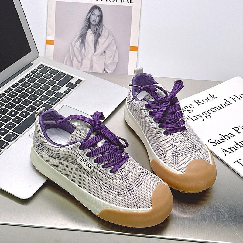 

6 thick-soled niche mesh shoes women s new summer mesh breathable board shoes sports and leisure shoes 40 фиолетовый