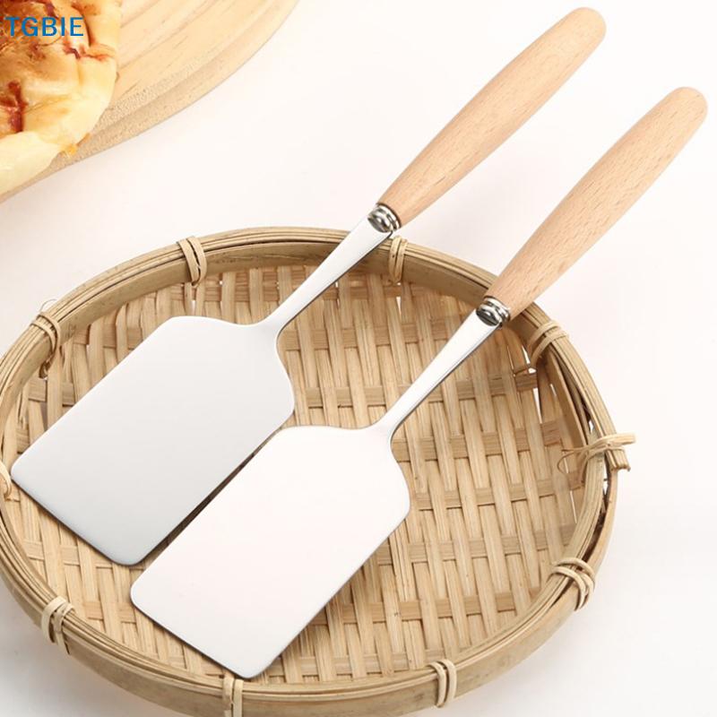 [TL]Stainless Steel Square Head Steak Cooking Spatula Wood Handle Pizza Shovel Pancake Beef Scraper BBQ Utensils For Kitchen