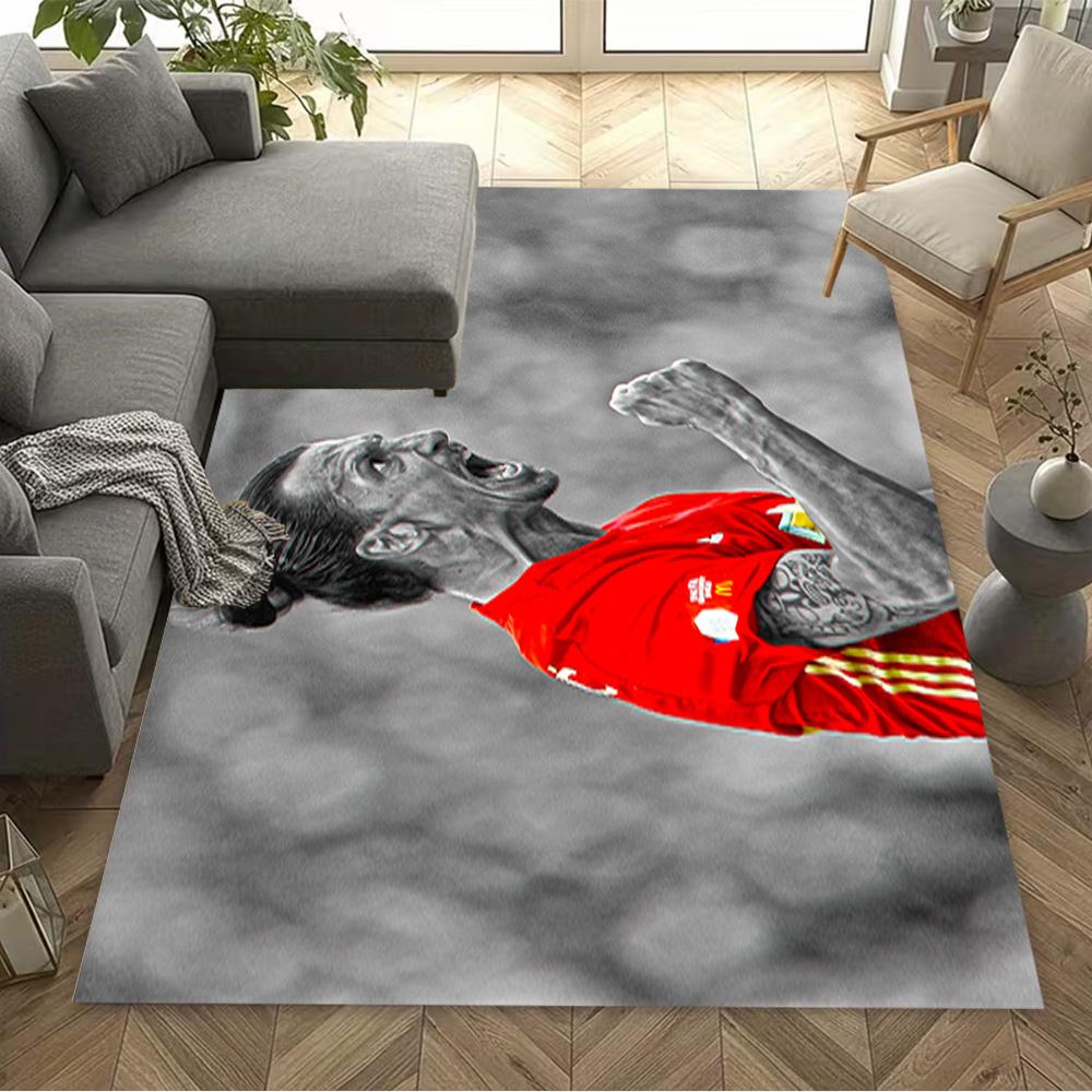 Soccer Player Action Area Rug Design for Game Room Hallway Foyer Dormitory Antislip Carpet Anime Office Decor Best for Christmas