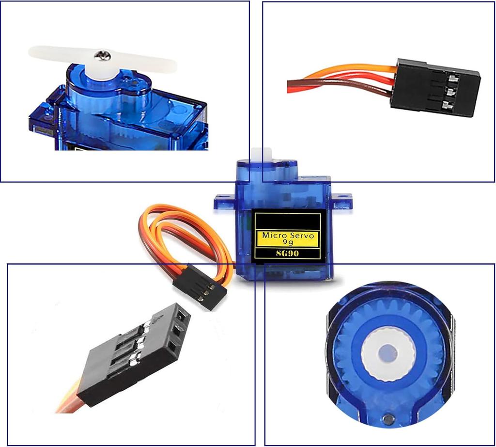 2Pcs Micro Servo Motor 9G for RC Helicopter Airplane Boat Robot – Compatible with Arduino Raspberry Pi – Precise Control, Blue