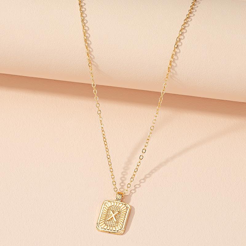 Square Brand 26 English Letter Necklace Hip-hop Necklace Ins Style Female European and American Design Sense Clavicle Chain