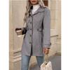 TIFICY Women's Fashion Casual Solid Color Print Autumn Winter Long Sleeve POLO Neck Jackets & Coats