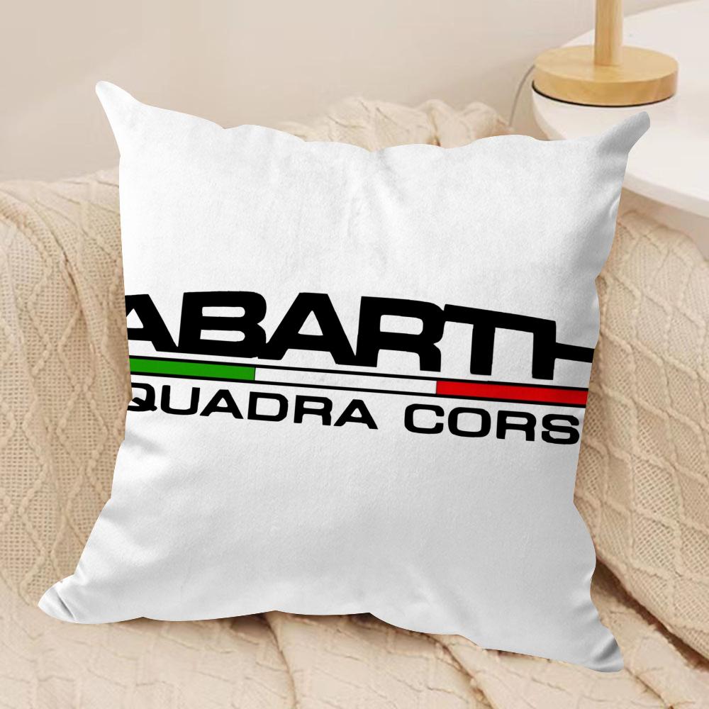 A-Abarth Racing Car Logo Cool Cushion Cover Silky Short Plush Invisible Zipper Dustproof Sofa Pillow Case For Home Decor