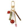 Decorative Beaded Keychain Charm with Gold Tone Clasp and Chain Detail, Bag Charm Key Ring Accessory for Daily Carry