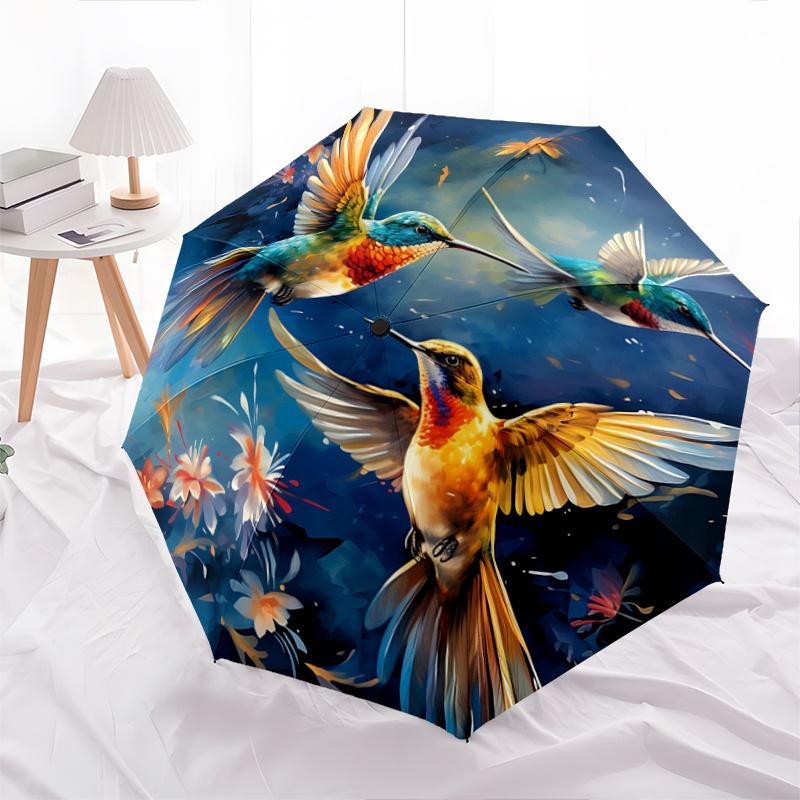

1pc Whimsical Dance of Hummingbirds Automatic Opening and Closing Folding - A Good Choice for Gifts, Fashionable and Convenient Umbrella With Cut