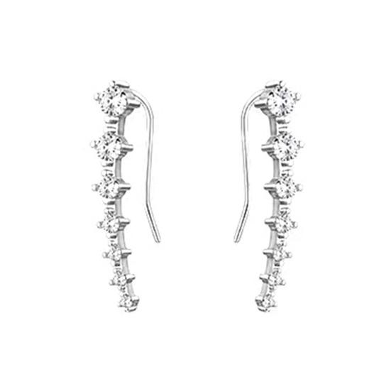 Seven Star Stud Earrings Row of Cubic Zirconias Earrings Shining Silver Earrings for Women Party Dating Formal Occasion Accessory