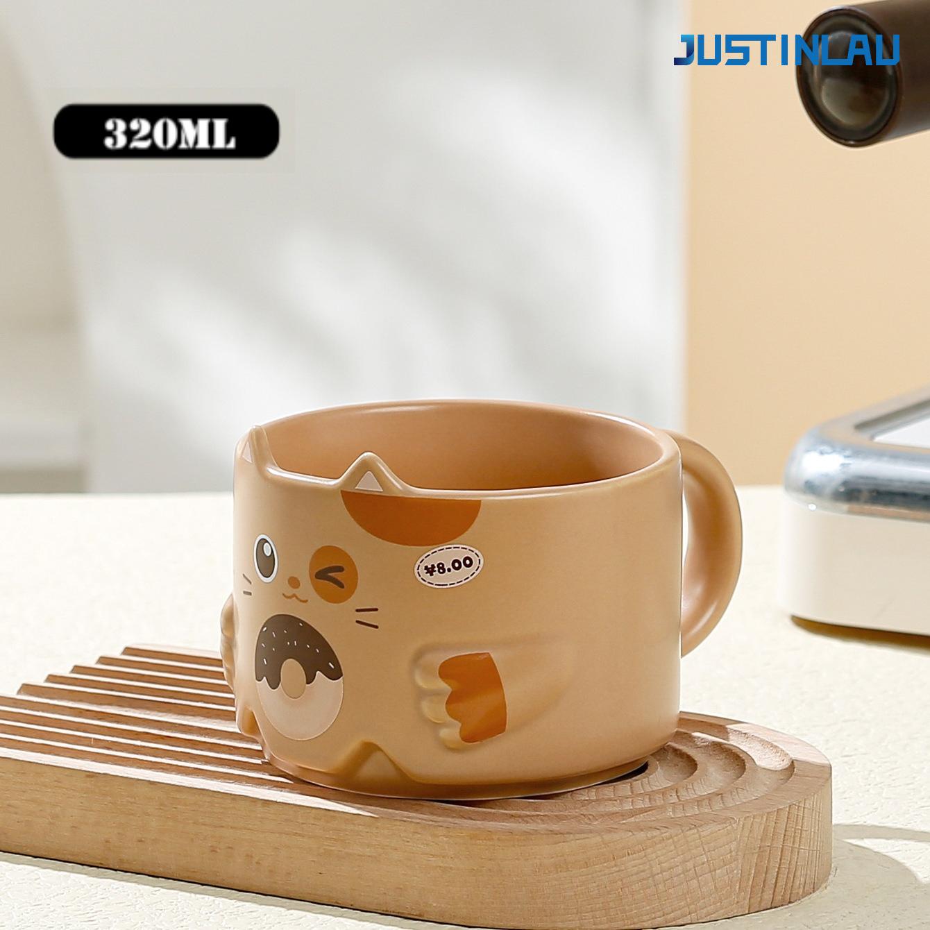 JUSTINLAU 320ML Cat Coffee Mug Ceramics Stackable Cat Shaped Breakfast Cup Teacup Household Desktop Decorative Cup Festival Gift 320ml коричневый
