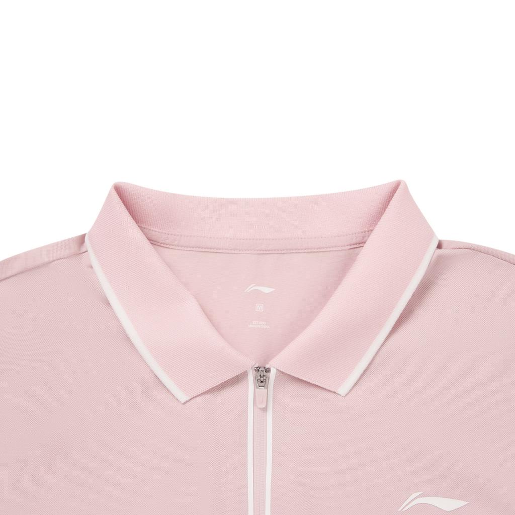 Li Ning Fitness Series Logo Stitching Zipper Polo Shirt Women tops APLW288-4