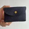 Top Grain Leather Snap Closure Coin Purse & ID Holder, Mini Lychee Pattern Card Holder for Men & Women